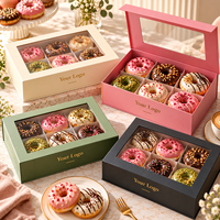 Boîtes à donuts personnalisées imprimées avec fenêtre transparente, emballage de luxe en papier rigide magnétique avec logo