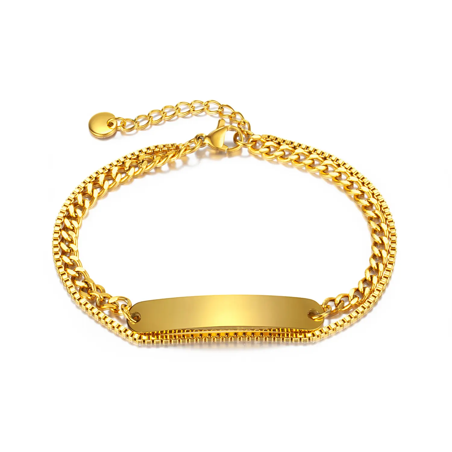 Jewelry customized Waterproof 18K gold plated chain Adjustable stainless steel bracelet