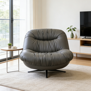 Fauteuil pivotant rembourré minimaliste nordique, fauteuil design, siège lounge rond en <span class=keywords><strong>cuir</strong></span> créatif, meubles d'appartement, club - Product Image 6