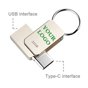 Usky แฟลชไดรฟ์ USB แบบ2 in 1, แฟลชไดรว์ USB Type-C สำหรับโทรศัพท์มือถือเมมโมรี่สติ๊กขนาด8GB 16GB 32GB แฟลชไดรฟ์64GB