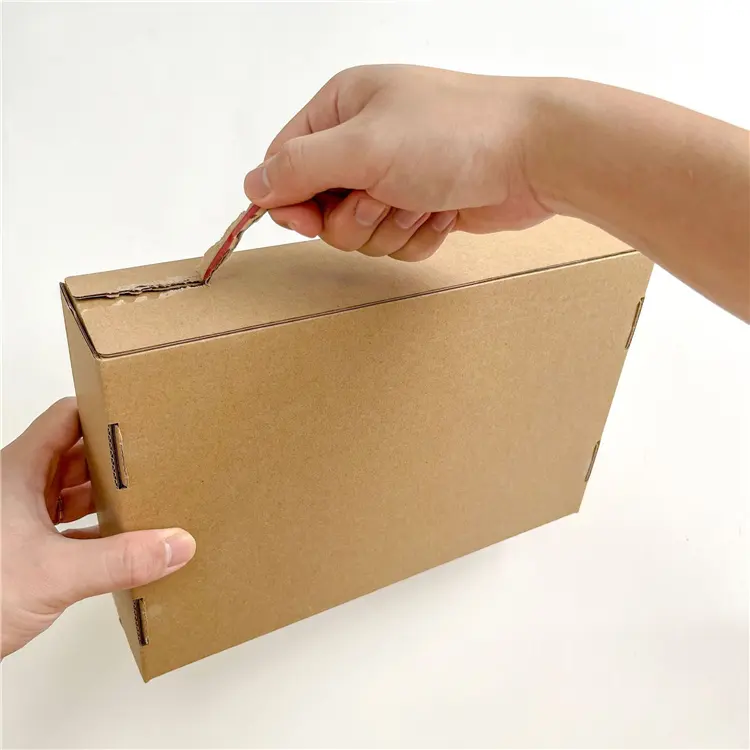 Geri dönüşümlü 24x14x4cm beyaz Logo düz kutular hediyeler ambalaj kahverengi Kraft kağıt mailler oluklu karton gözyaşı sızdırmazlık kutusu fermuar
