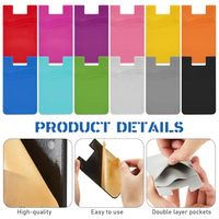 Dompet Kartu Kredit Perekat Silikon 2 Kantong Cetak Sablon Logo Kustom, Tempel Tanpa Penutup