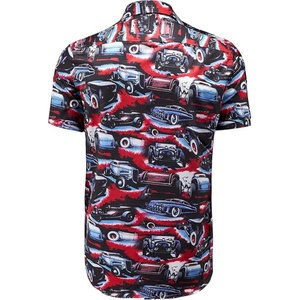 Men's Custom Logo Breathable ODM Stand Collar Food Cars <b>Print</b> Hawaiian Short Sleeve Casual Tropical <b>Funky</b> Button Down Shirt - Product Image 2