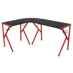 Bureau d'ordinateur de club de jeu en gros, table de course en forme de L, lumières led rvb, configuration de jeu, bureau d'angle avec USB pour pc - Product Image 1