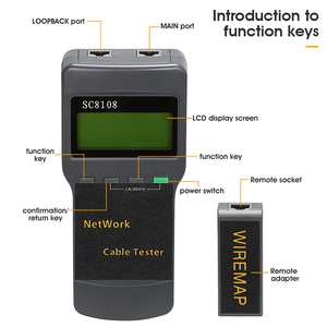 Testeur de réseau LCD portable <span class=keywords><strong>SC8108</strong></span>, testeur de câble RJ45 Cat5e Cat6 UTP LAN et testeur de câble téléphonique RJ11 avec écran LCD - Product Image 5