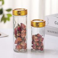 Offre Spéciale 50ml 80ml 100ml 150ml Bouteille de safran en verre avec couvercle doré Conteneur de stockage des aliments Emballage d'herbes de fleurs