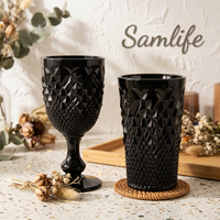 Samlife-22175 Vente en gros de sets de verres à vin vintage personnalisés en verre gaufré, ensemble de verres à vin de luxe colorés
