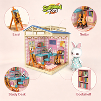 Sunseed 140PCS Set Rumah Boneka DIY Perakitan Modular Kombinasi Plastik ABS Mainan Peran Kelinci untuk Anak Perempuan