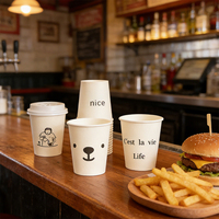 Gobelets en papier PLA biodégradables à paroi simple, enduits de PE de qualité alimentaire, de 8 à 20 oz, avec couvercle, pour café à emporter - Personnalisables OEM