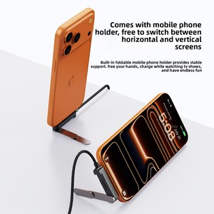 Câble tressé 2-en-1 60W à charge rapide et transfert de données avec support pliable pour téléphones mobiles compatible iPhone 17 - Product Image 3