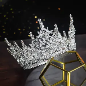 Gelin tiaras ve avrupa kron süsler gelin düğün headdress yuvarlak taç saç aksesuarları