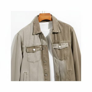 Men's Solid Color Panels Denim <b>Jacket</b> Front Pocket Button Vintage <b>Long</b> Sleeve Denim <b>Jacket</b> With Full Customization - Product Image 1