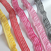 Ruban élastique multicolore tissé ondulé à carreaux, garniture à volants pour col de robe, accessoire de bricolage
