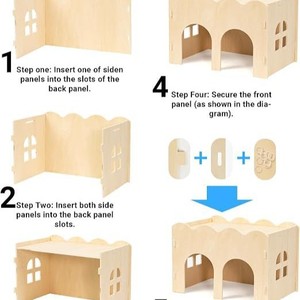 Nido de Madera para Cobayas, Casa para Hámsteres, Escondite para Animales Pequeños, Cama Interior Duradera, Estilo Rectangular Simple - Product Image 3