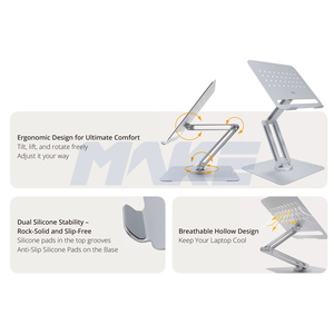 Fabricante de soportes para portátiles MK871, elevador giratorio de aluminio de 360 ° para ordenador portátil y portátil con altura y ángulo ajustables - Product Image 4