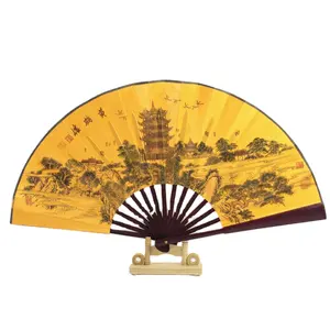 Folding Hand Fan Chinese Gifts Bamboo Great Wall China Large Premium Quality Handheld Japanese Fans
