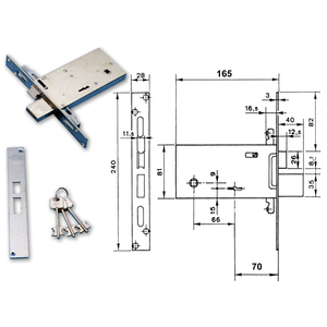 Serratura Tradizionale a Doppia Lama per Porte, in Alluminio e Acciaio, Antifurto, Impermeabile, con Sblocco a Chiave, Modello Italia LAF47774 - Product Image 1