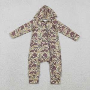 Combinaison à capuche pour bébé fille nouveau-né, tout-petit, en coton et élasthanne, imprimé camouflage de chasse, décontractée, mode, vente en gros pour bébé - Product Image 5