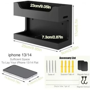 Wall Mounted Double Layer Shelf 25x17x9cm Multifunction Storage <b>Rack</b> For Phone <b>Glasses</b> Clock And Misc Items - Product Image 1