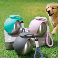 Mangkuk Makan Anjing & Kucing Silikon Lipat Botol Air Perjalanan untuk Berkemah - Bebas BPA Wadah Makanan & Air Hewan Peliharaan yang Tahan Lama