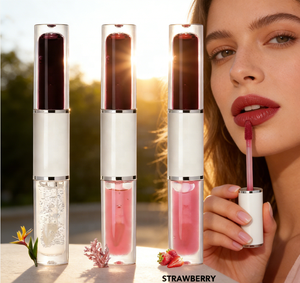 Vente en gros de gloss à lèvres mat double-embout peel-off imperméable, marque privée, maquillage OEM personnalisé, effet velours, ensemble 2-en-1 gloss et huile à lèvres - Product Image 1