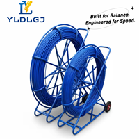 YILI - Herramienta de Tracción de Cables Subterráneos de Fibra de Vidrio de Alta Resistencia de 11 mm y 200 m con Marcas de Medición, Herramienta de Enhebrado con Ruedas - Fábrica