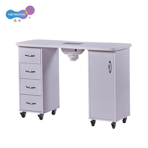 Ensemble table et chaise de manucure de luxe léger avec tiroirs, bureau à ongles en MDF, autres meubles de salon professionnels avec dépoussiéreur - Product Image 1