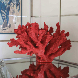 Statue en corail rouge en polyrésine, sculpture en résine, <span class=keywords><strong>décoration</strong></span> <span class=keywords><strong>marine</strong></span> artificielle écologique pour la maison, cadeaux d'anniversaire - Product Image 3