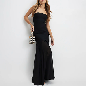 Vestidos <span class=keywords><strong>de</strong></span> Noche Largos Negros Personalizados <span class=keywords><strong>de</strong></span> Senhong para Mujer, sin Tirantes, Hasta el Suelo, para Eventos Especiales, Bodas, Galas y Fiestas - Product Image 2