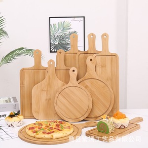 Bandeja para hornear pizza de bambú con asa para servir pan, repostería y carne. - Product Image 1