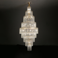 Lustre en cristal de luxe, lampe d'escalier de Villa de hall d'hôtel, Lustre en or de hall d'hôtel, Lustre moderne en cristal