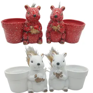 Creative Christmas Snowflake Squirrel succulent flower pot hand-painted ceramic pots for plants ceramic Christmas decoration