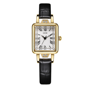 Nouvelle montre pour femme, style vintage de haute valeur, petit cadran carré, bracelet en cuir, montre rétro - Product Image 5