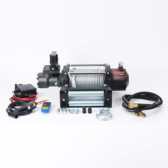 24V/12V Hydraulic Electric Remote Control Winch 10000lbs for Off-Road Vehicle Boat Small Self-Rescue Trailer Steel Wire Rope