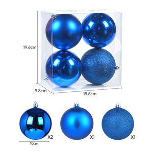 Boule de décoration de noël boule décorative d'arbre de noël brillant mat pleine poudre collante 10CM galvanoplastie en plastique - Product Image 3