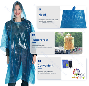 Poncho Impermeable Desechable <span class=keywords><strong>para</strong></span> Adultos de Alta Calidad, con Capucha, Logotipo Personalizado, Ligero, Resistente al Viento, de Polietileno - Product Image 2