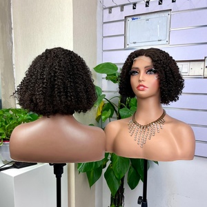 วิกผมแท้แบบ Afro Curl ลอนลึก แบบ Water Wave  4x4  พร้อมเชือกผูกปิดผม  สีธรรมชาติ - Product Image 1
