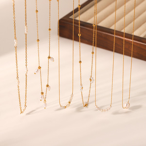 Collar de Perlas de Agua Dulce con Cuentas, Elegante y Retro Francés, Chapado en Oro de 18K, Joyería de Acero Inoxidable para Mujer, Estilo Lujoso y Ligero - Product Image 3