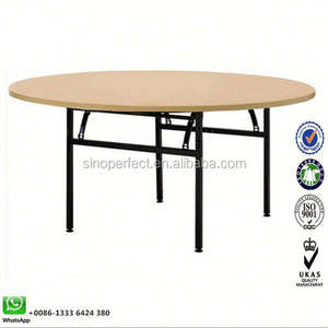 Sinoperfect Plywood Pvc Top Folding <b>Foldable</b> Legs Hotel Party Banquet Wedding Round Folding <b>Table</b> - Product Image 1