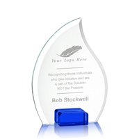 Trophée-plaque en cristal de verre personnalisé avec gravure, marque YL, impression UV, design portable, base transparente, emballage en boîte cadeau