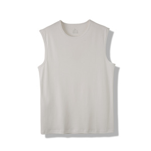 Gilet estivo Casual da <span class=keywords><strong>uomo</strong></span> a tre prove di puro cotone nuovo canotta Anti-macchia a spalla larga con Base senza maniche t-shirt corta - Product Image 4