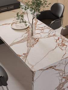 Illusion dorée, décoration murale ignifuge résistante aux rayures et à l'usure avec des dalles de pierre artificielle en pierre frittée polie - Product Image 3