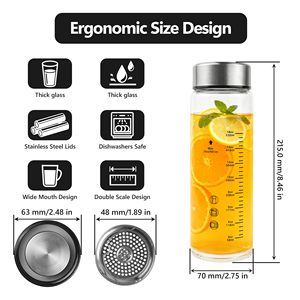 Botellas de Vidrio de Borosilicato de Alta Calidad, Tapas de Acero Inoxidable a Prueba de Fugas, Tazas Portátiles con Correa para el Hombro para Actividades al Aire Libre - Product Image 2