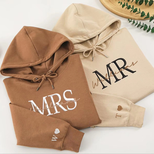 Custom <strong>Wifey</strong> Hubby <strong>Hoodies</strong> Personalised Embroidered Name Anniversary <strong>Hoody</strong> Wedding Date Couple Matching Jumpers Memorial Gifts - Product Image 3