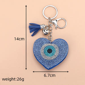 Porte-bonheur breloque strass mauvais œil porte-clés Bling coeur sac breloques Protection porte-clés mauvais œil porte-clés - Product Image 6