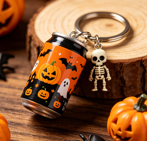 Llavero de Resina con Forma de Lata de Cerveza, Diseño de Halloween, con Logotipo Personalizado, Mini Lata de Bebida Esmaltada, Calabaza, Fantasma, Bruja, Adorno para Bolsa de Regalo, a la Moda - Product Image 1