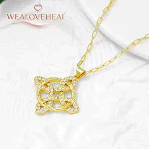 Colgante de Nudo Mágico de Bruja Chapado en Oro de 18K con Circonia, Amuleto de <span class=keywords><strong>Buena</strong></span> <span class=keywords><strong>Suerte</strong></span> <span class=keywords><strong>para</strong></span> Brujería, Amuleto de Protección Wicca <span class=keywords><strong>para</strong></span> Fabricación de Joyas - Product Image 5