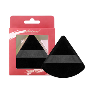 Puff de polvo de maquillaje de algodón triangular negro, logotipo personalizado profesional al por mayor para ajuste de base con caja de embalaje de belleza - Product Image 1