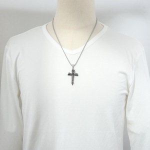 yunnique Stainless Steel Skull <b>Cross</b> Pendant Necklace Men Punk Rock Vintage Wings Design - Product Image 3