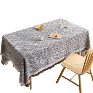 Nappe de salle à manger rectangulaire de style américain Tapis de table décoratif en tissu jacquard de coton tissé et de lin - Product Image 5